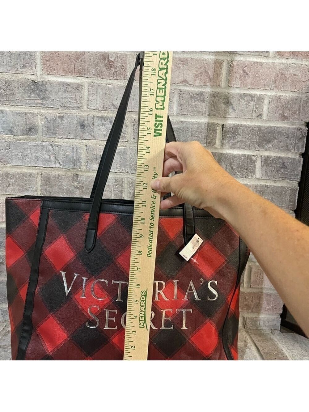 Victoria's Secret Red and Black Plaid Tote - Picture 5 of 9